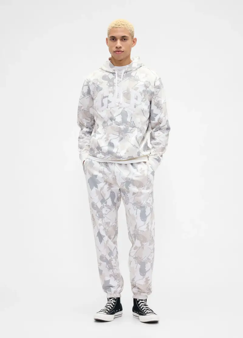 Felpa Multicolor Con Cappuccio E Logo, Uomo, Bianco miniatura 3