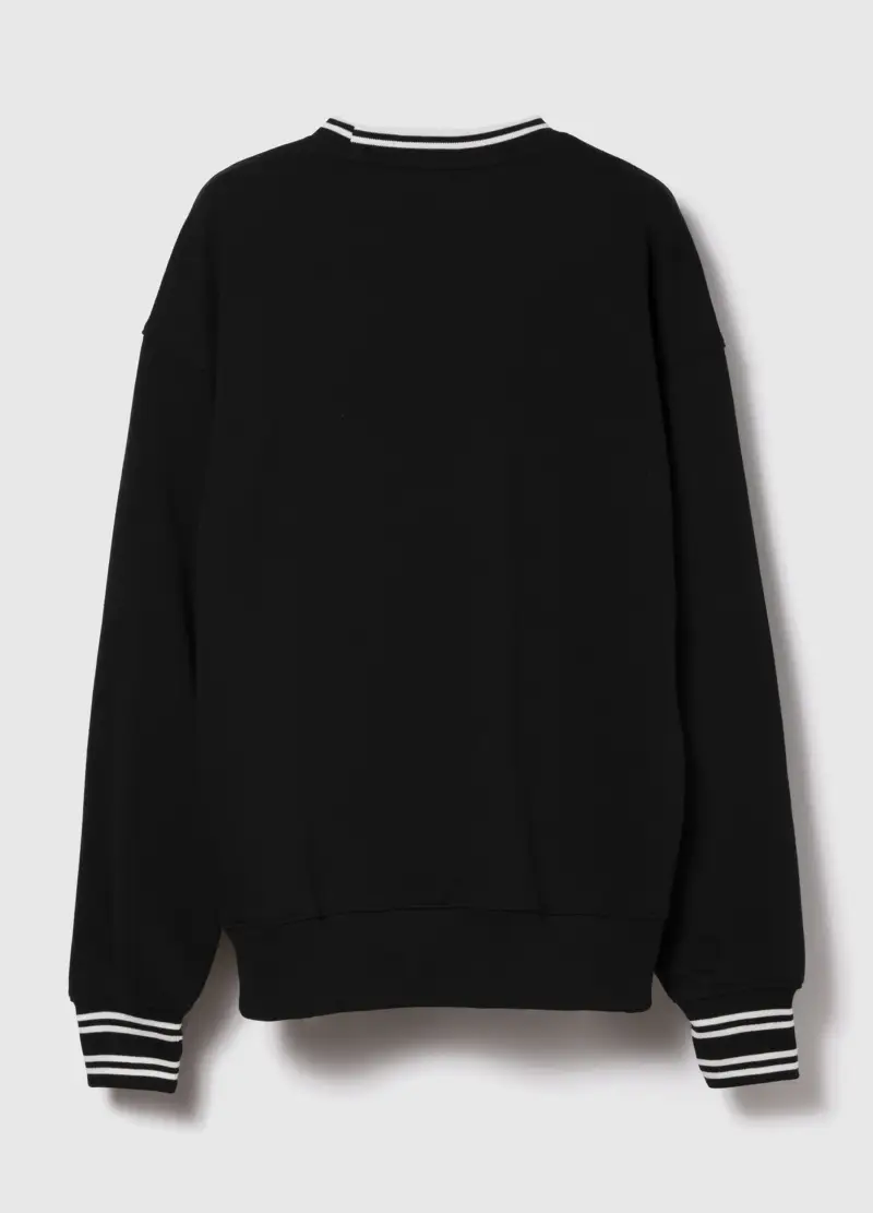 Felpa Nera Con Girocollo, Donna, Nero miniatura 2