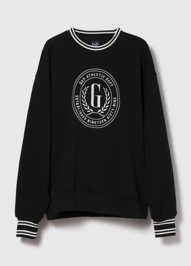 Felpa Nera Con Girocollo, Donna, Nero