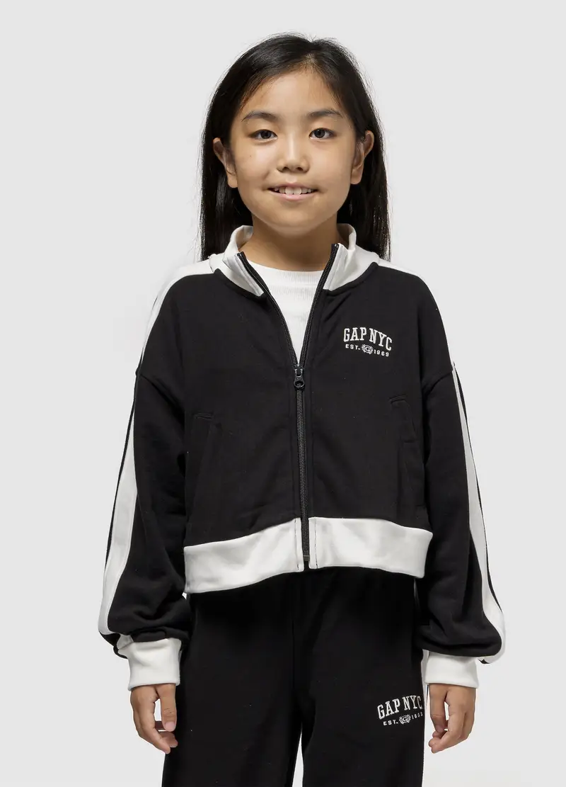 Felpa nera in cotone, Bambina, Nero