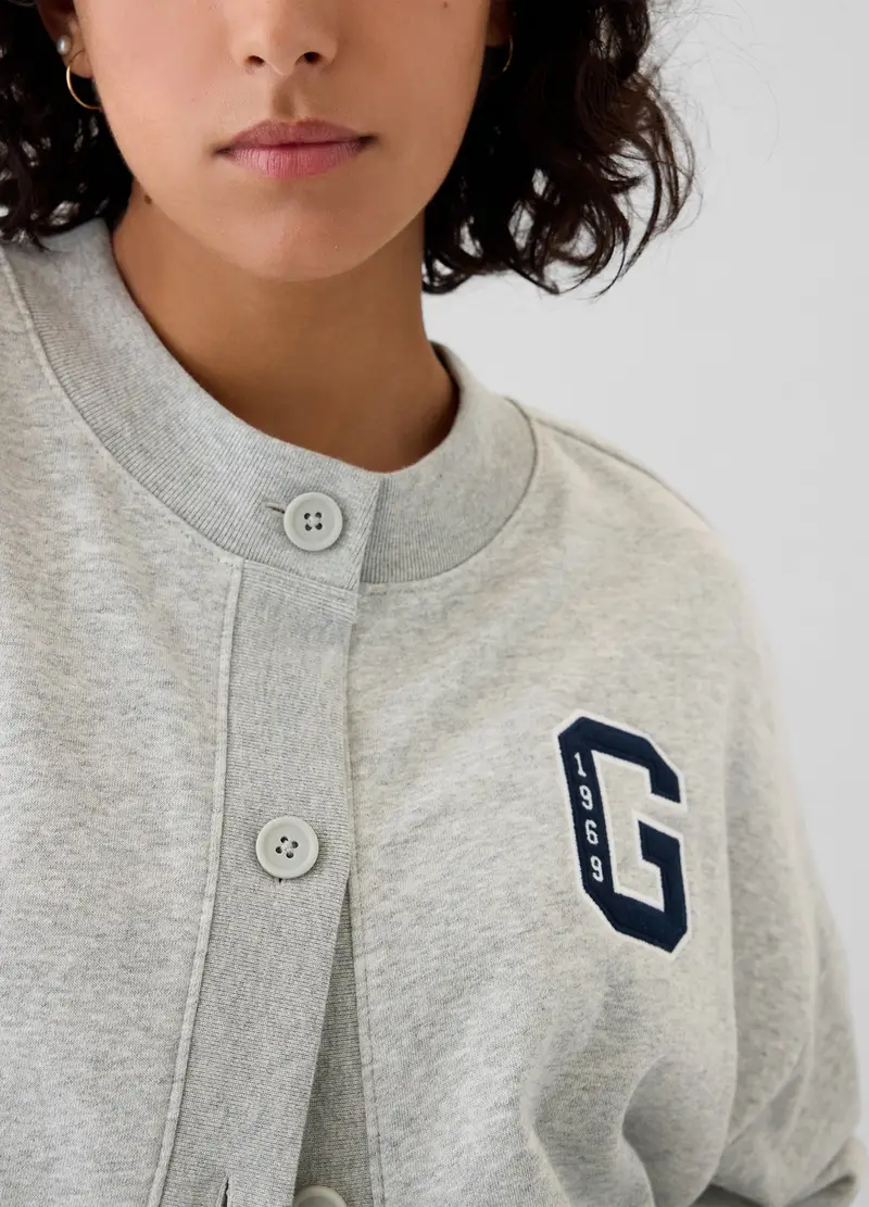 GAP, Felpa Over Con Bottoni Ricamo Logo, Donna, Grigio, Taglia: XS miniatura 3