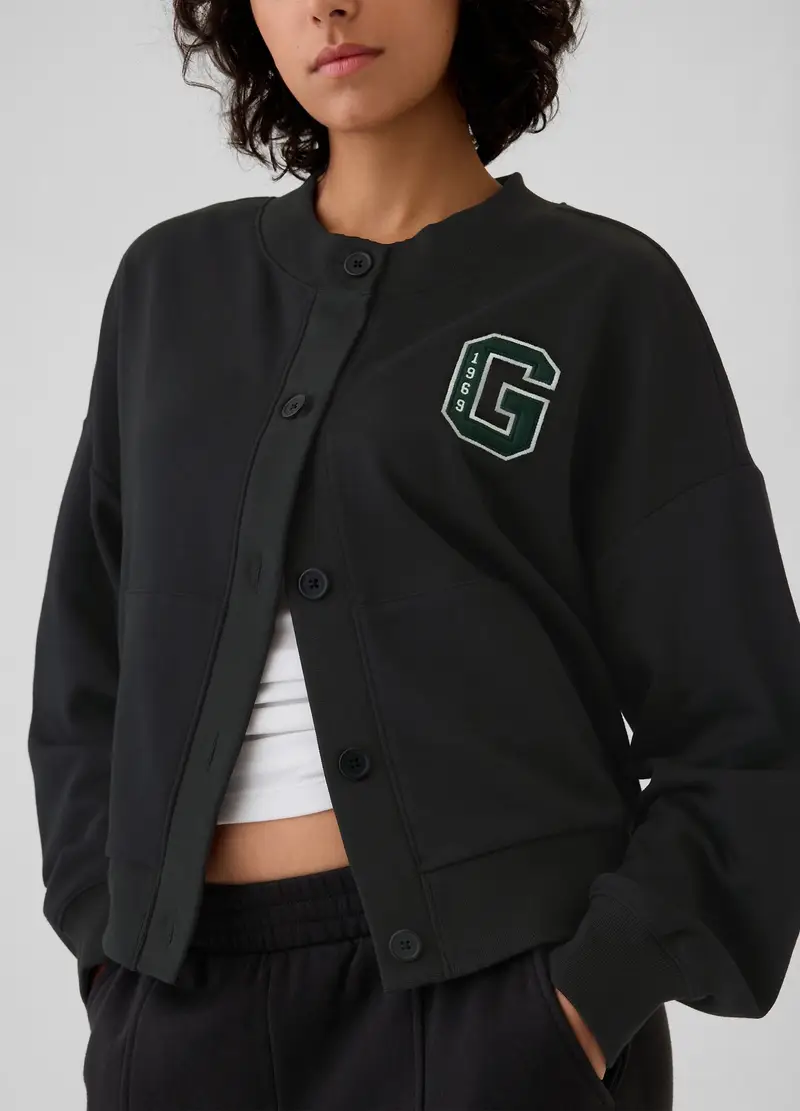 GAP, Felpa Over Con Bottoni Ricamo Logo, Donna, Nero, Taglia: XS miniatura 3