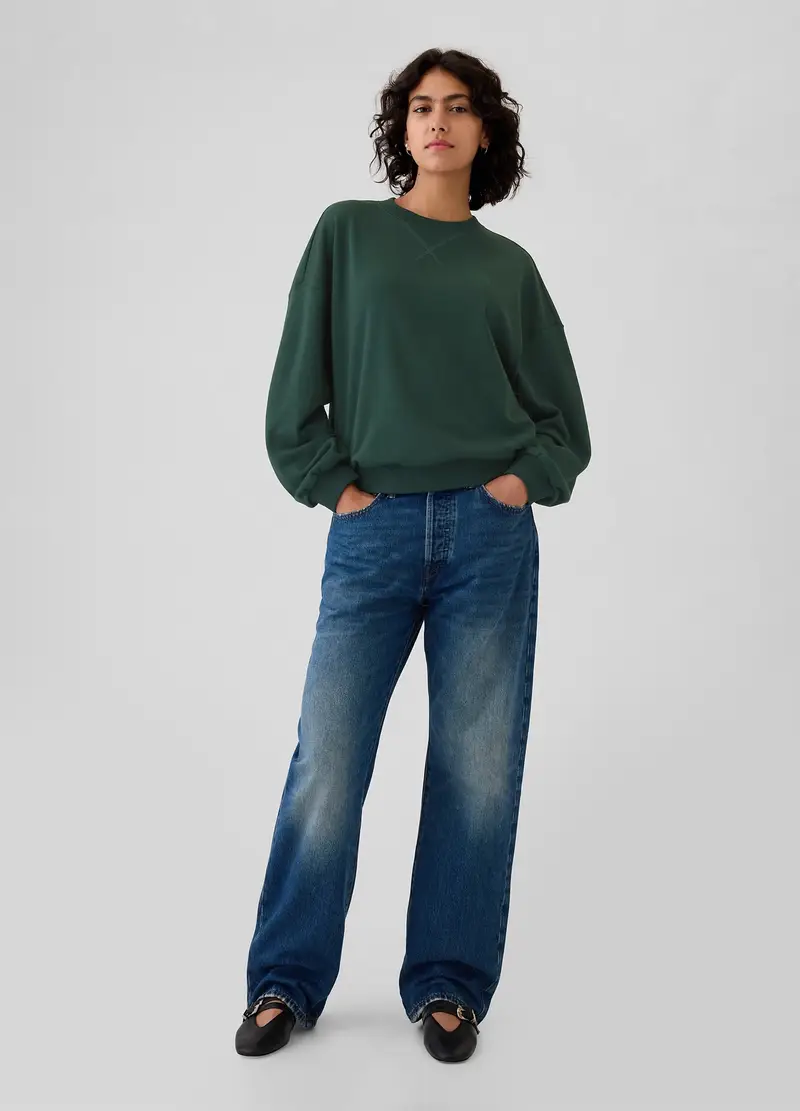 Felpa Over Girocollo Con Dettaglio Incrociato, Donna, Verde miniatura 2