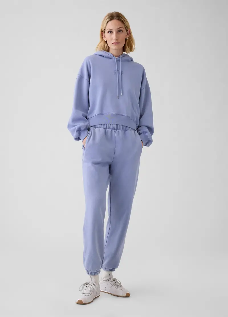 Felpa Oversize Con Cappuccio E Logo, Donna, Azzurro miniatura 2