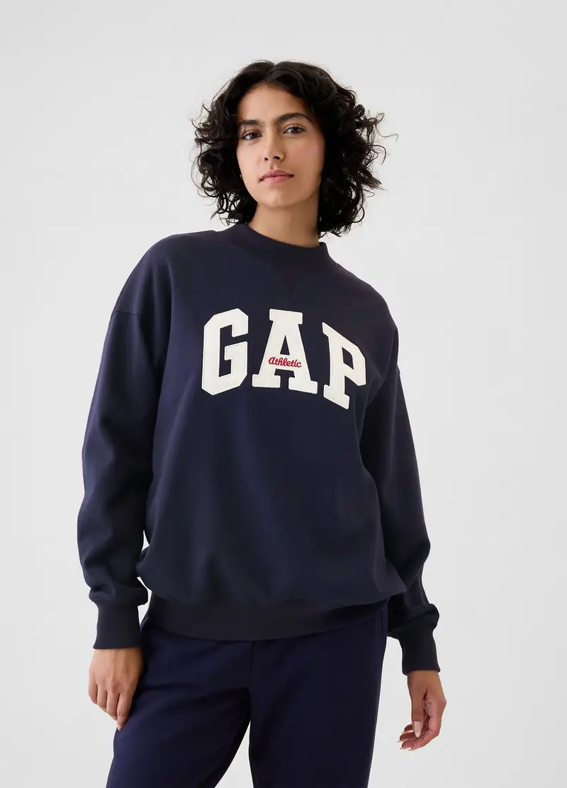 Felpa Oversize Mock Neck Con Logo Athletic, Donna, Blu
