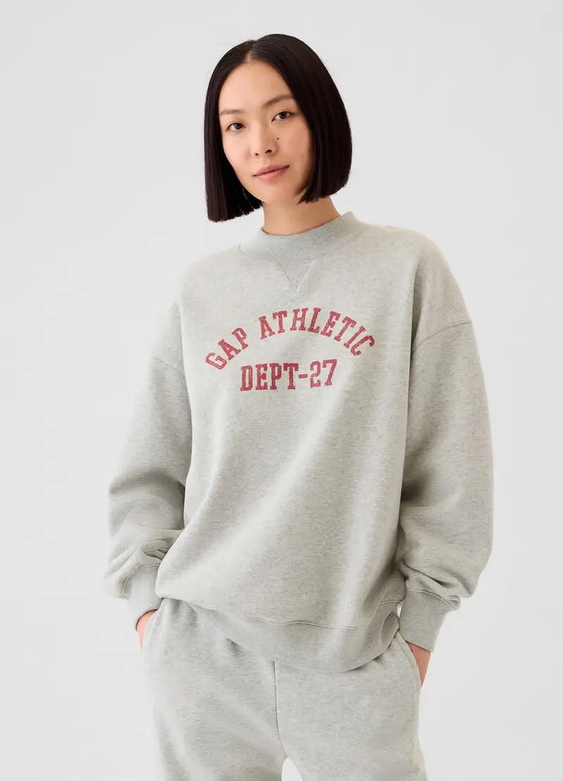 Felpa Oversize Mock Neck Con Logo Athletic, Donna, Grigio