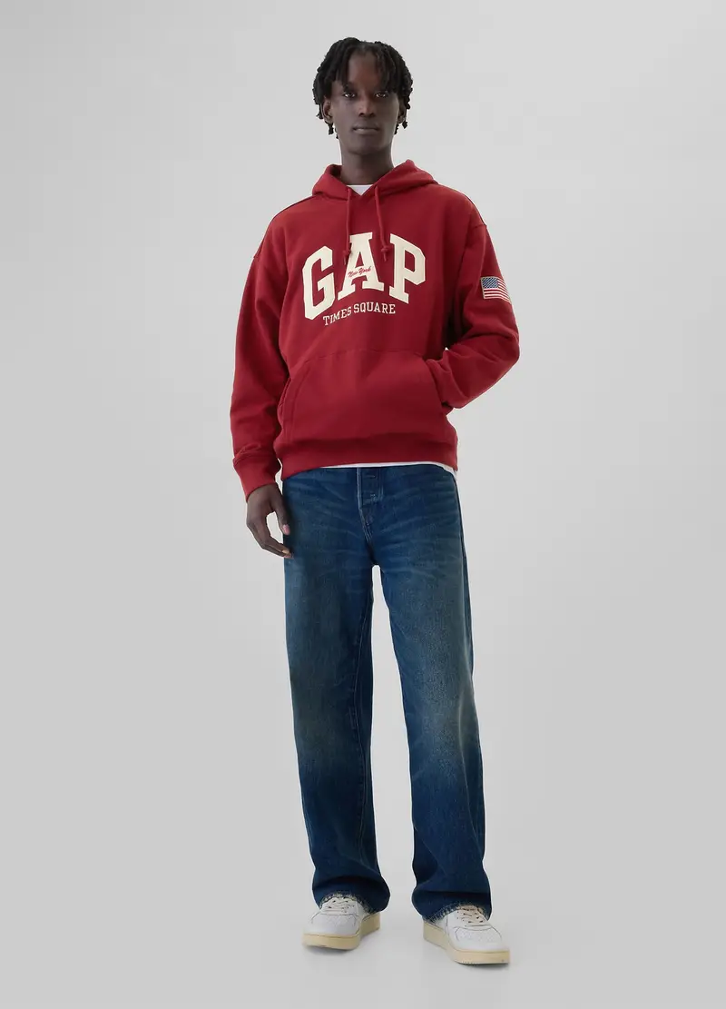 Felpa Ricamo Logo New York Times Square, Uomo, Rosso miniatura 2