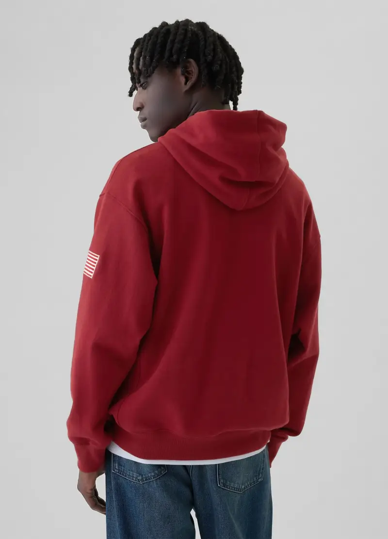 Felpa Ricamo Logo New York Times Square, Uomo, Rosso miniatura 3