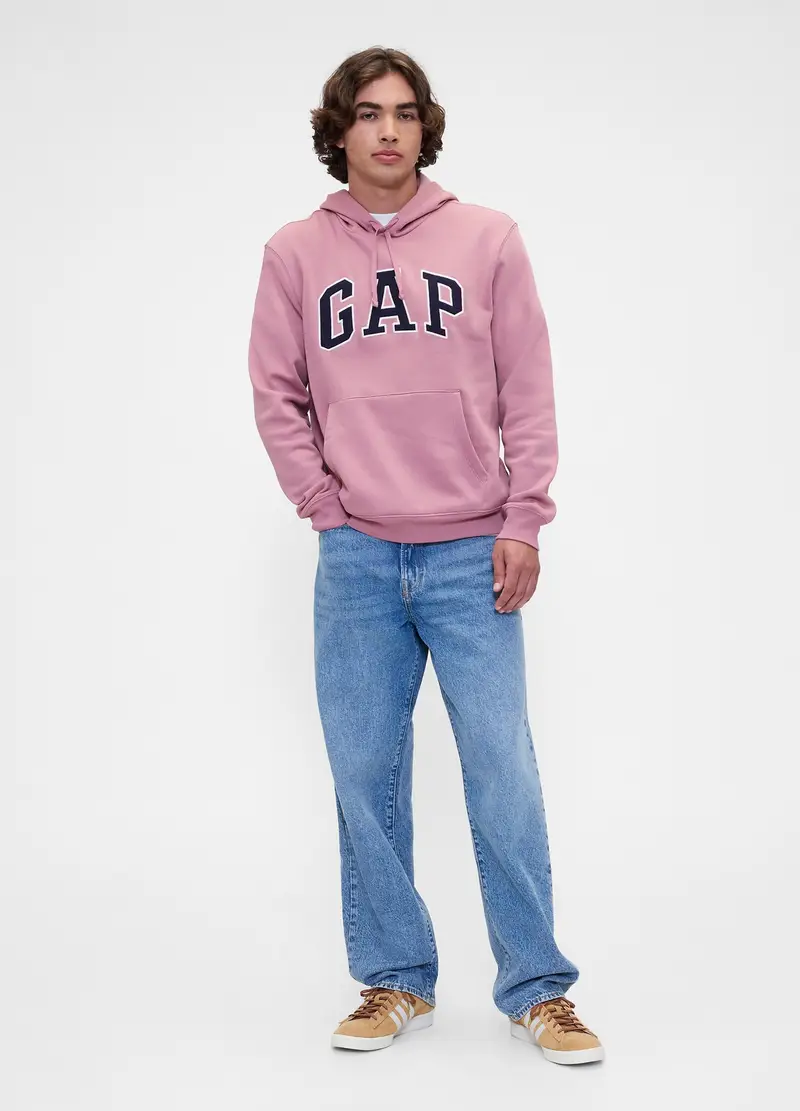 Felpa Rosa Con Cappuccio E Logo, Uomo, Rosa miniatura 2