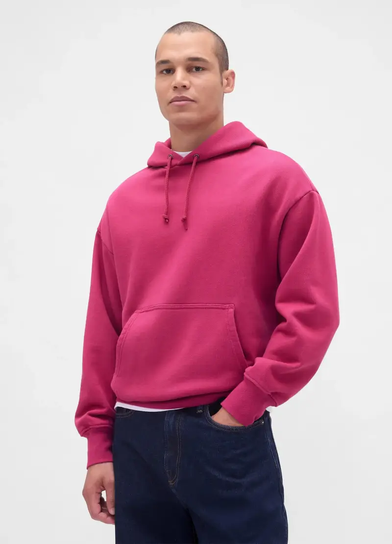 Felpa Rosa Con Cappuccio In Misto Cotone, Uomo, Rosa miniatura 2