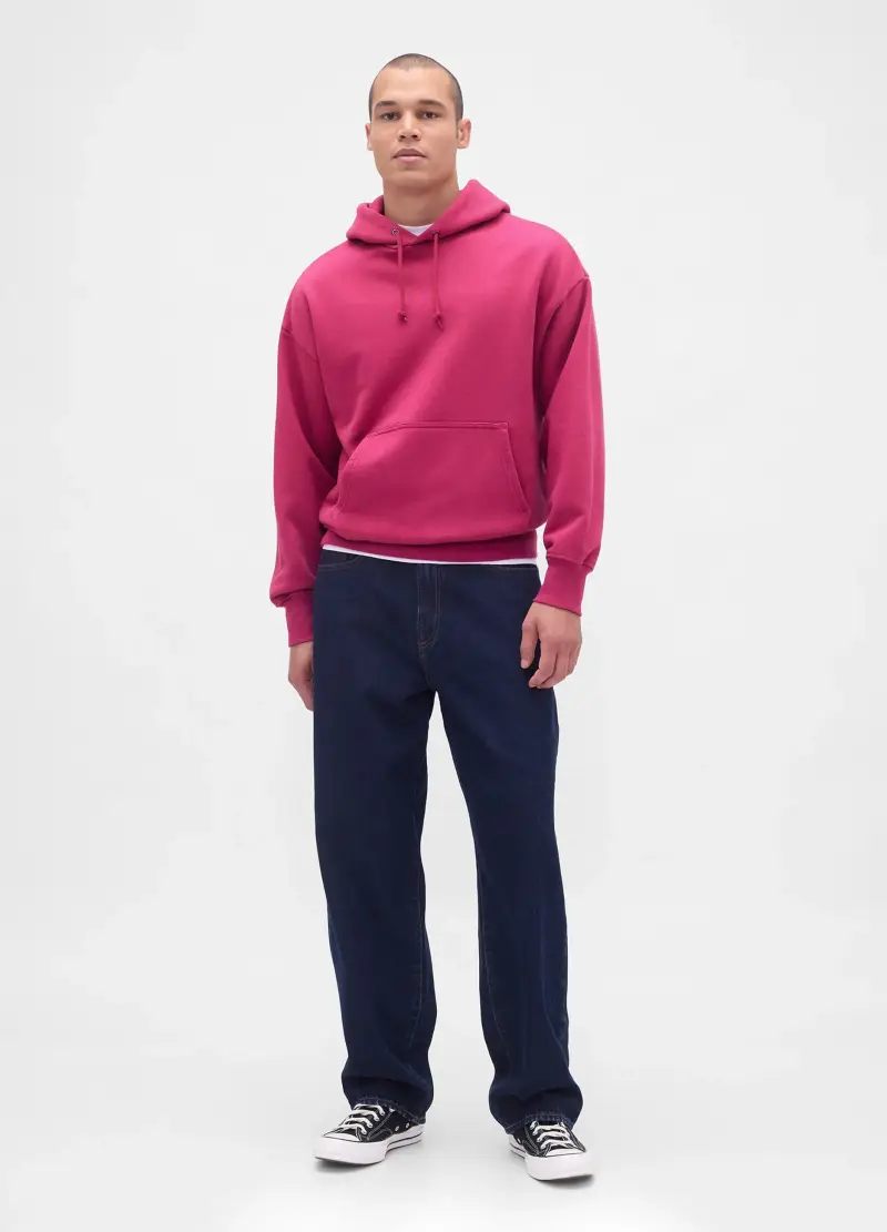 Felpa Rosa Con Cappuccio In Misto Cotone, Uomo, Rosa