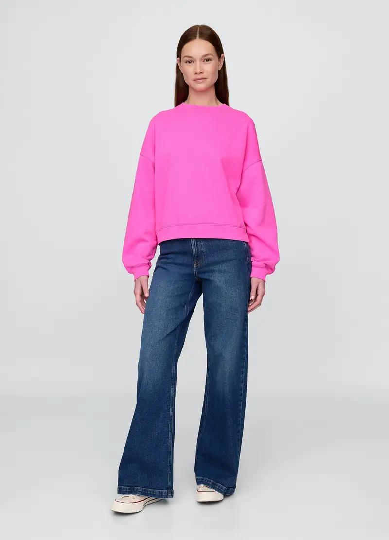 Felpa Rosa Girocollo, Donna, Rosa miniatura 2