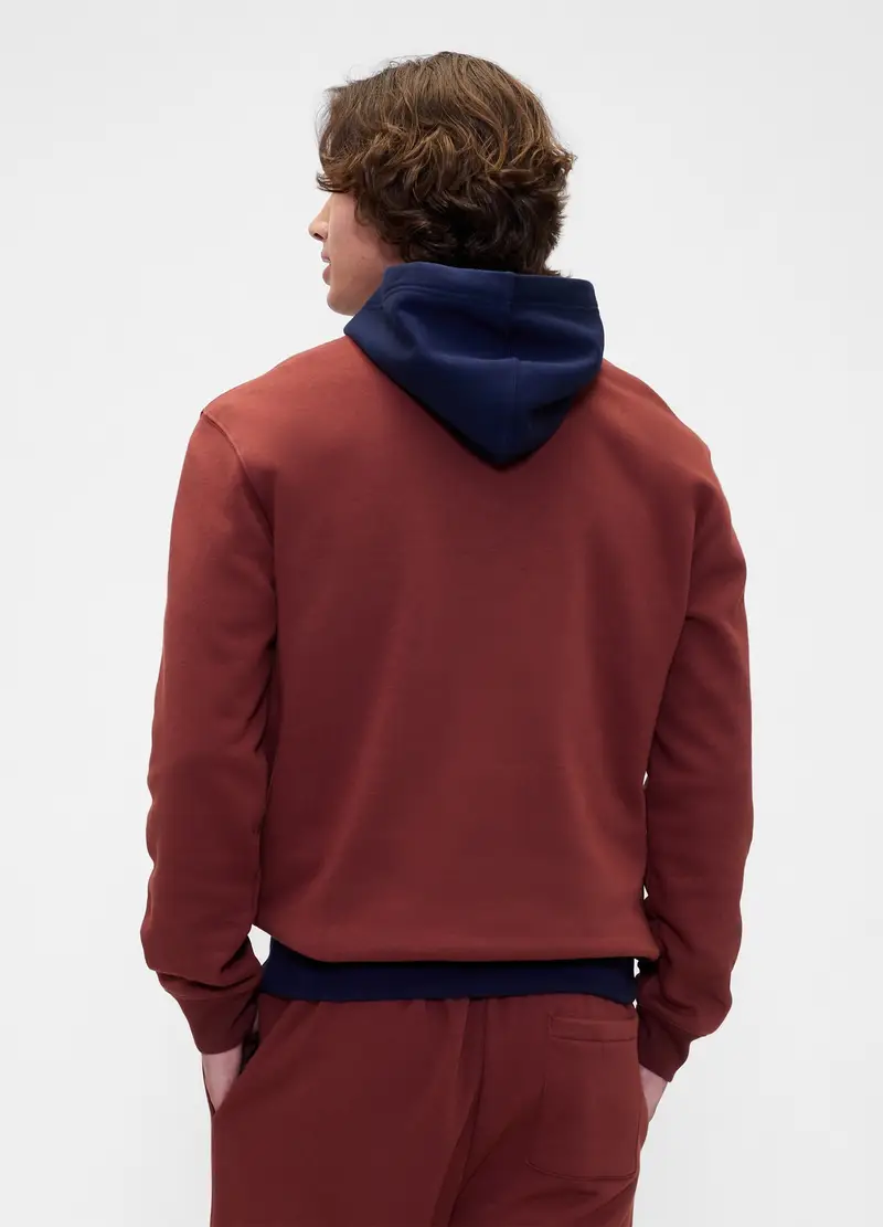 Felpa Rossa Con Cappuccio In Misto Cotone, Uomo, Blu miniatura 3