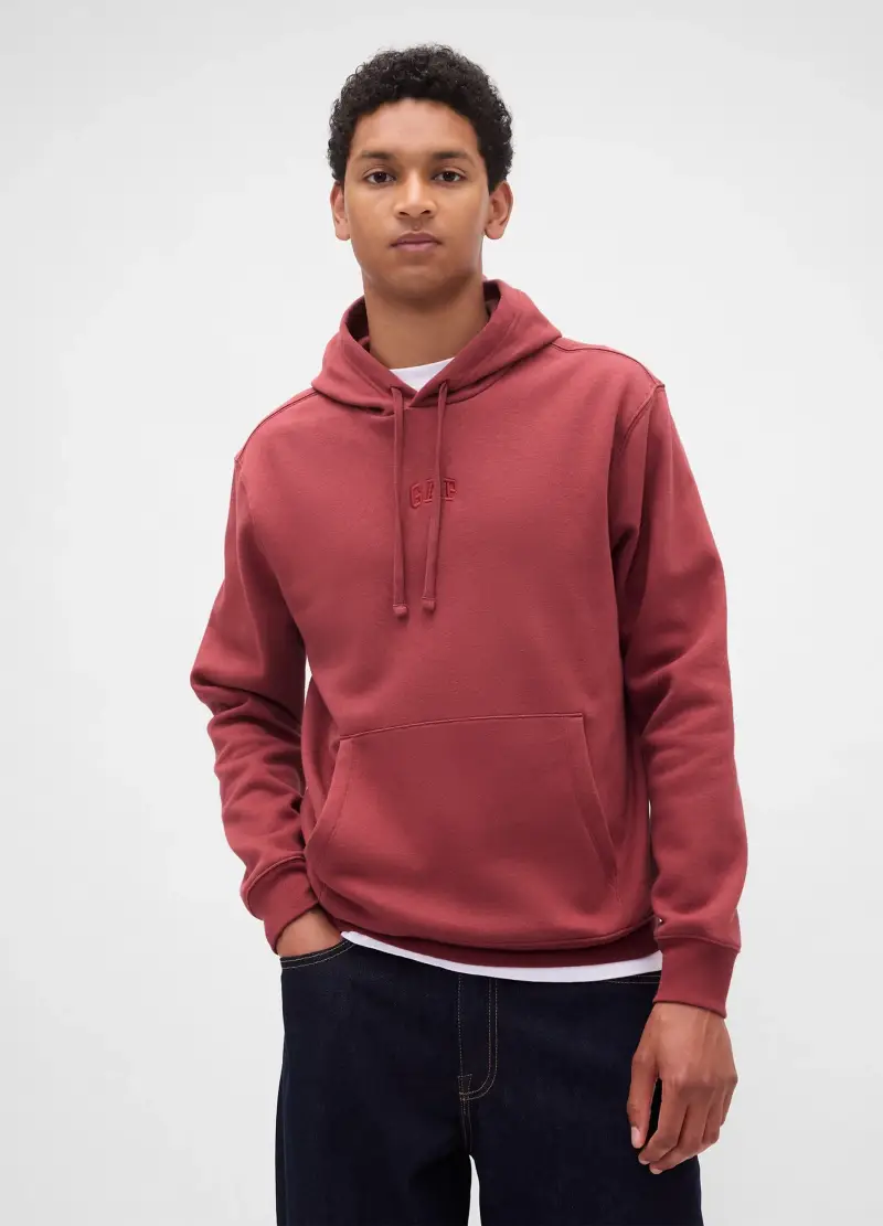 Felpa rossa con cappuccio, , Rosso