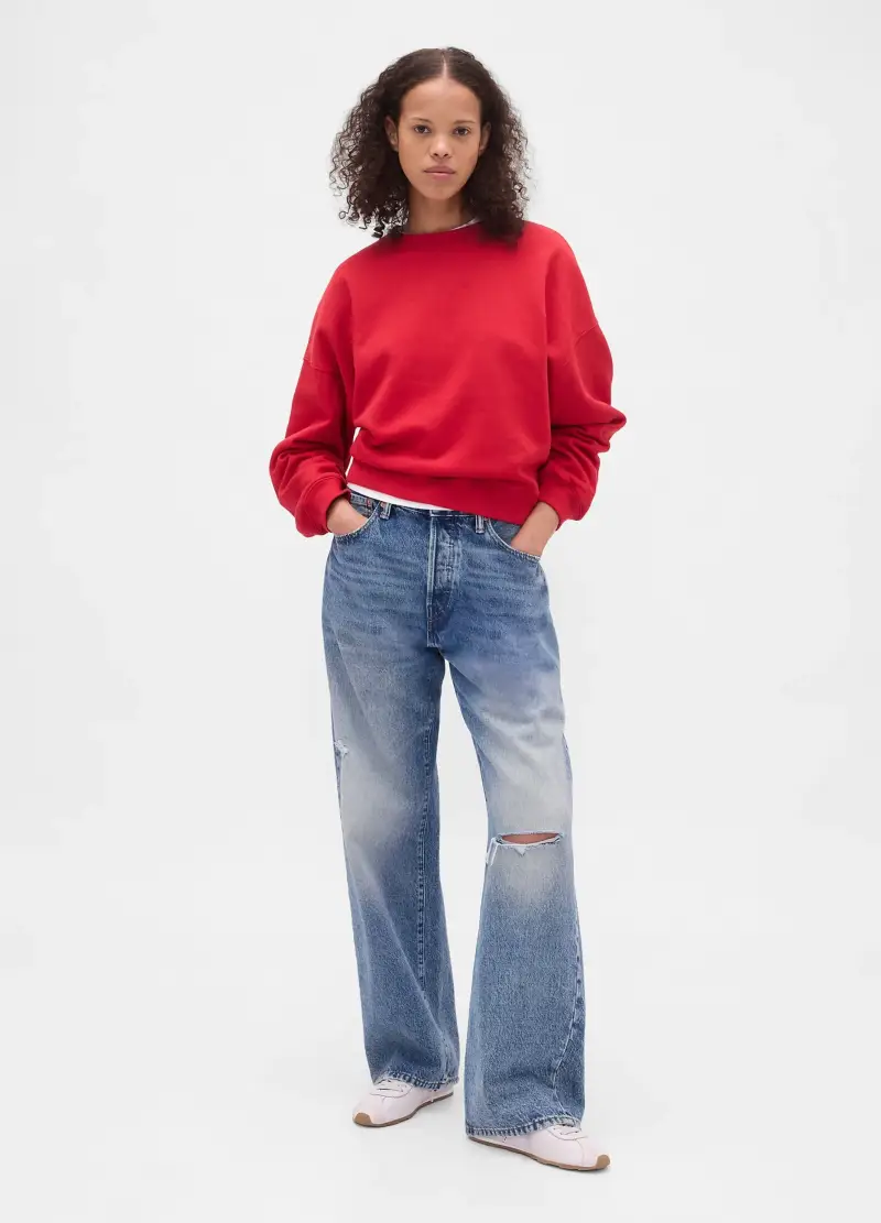 Felpa Rossa Girocollo, Donna, Arancione miniatura 3