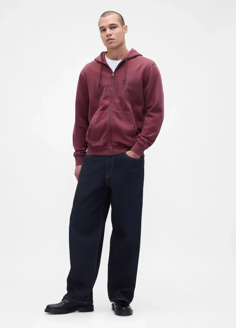 Felpa Rosso Full Zip, Uomo, Rosso miniatura 3