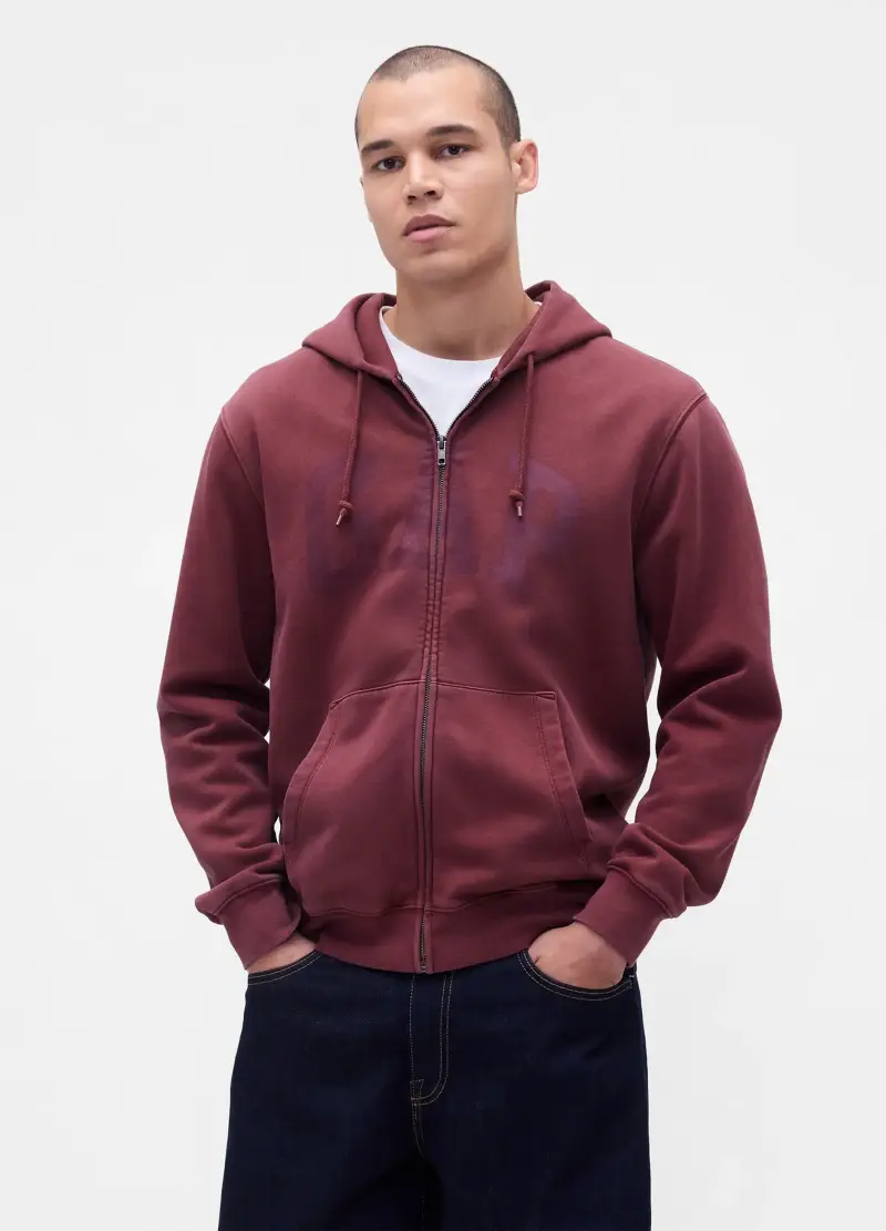 Felpa Rosso Full Zip, Uomo, Rosso