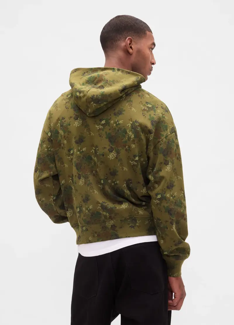 Felpa Verde Con Cappuccio, Uomo, Marrone miniatura 3