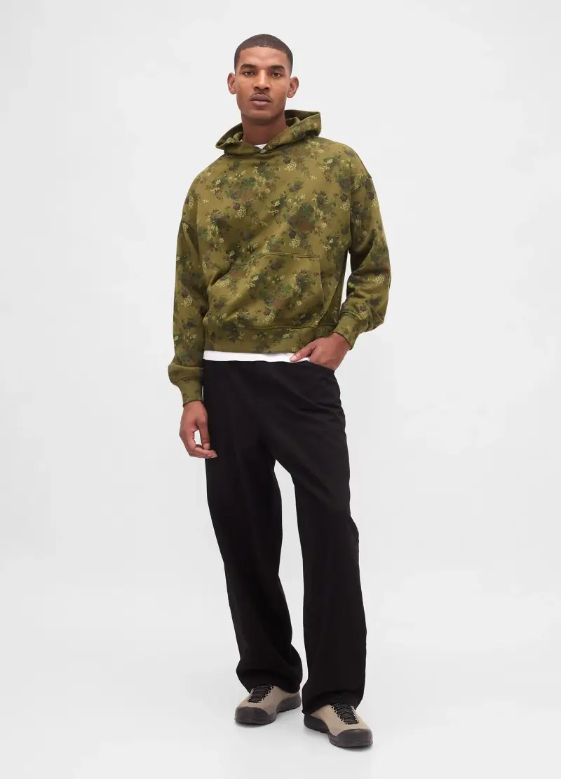 Felpa Verde Con Cappuccio, Uomo, Marrone