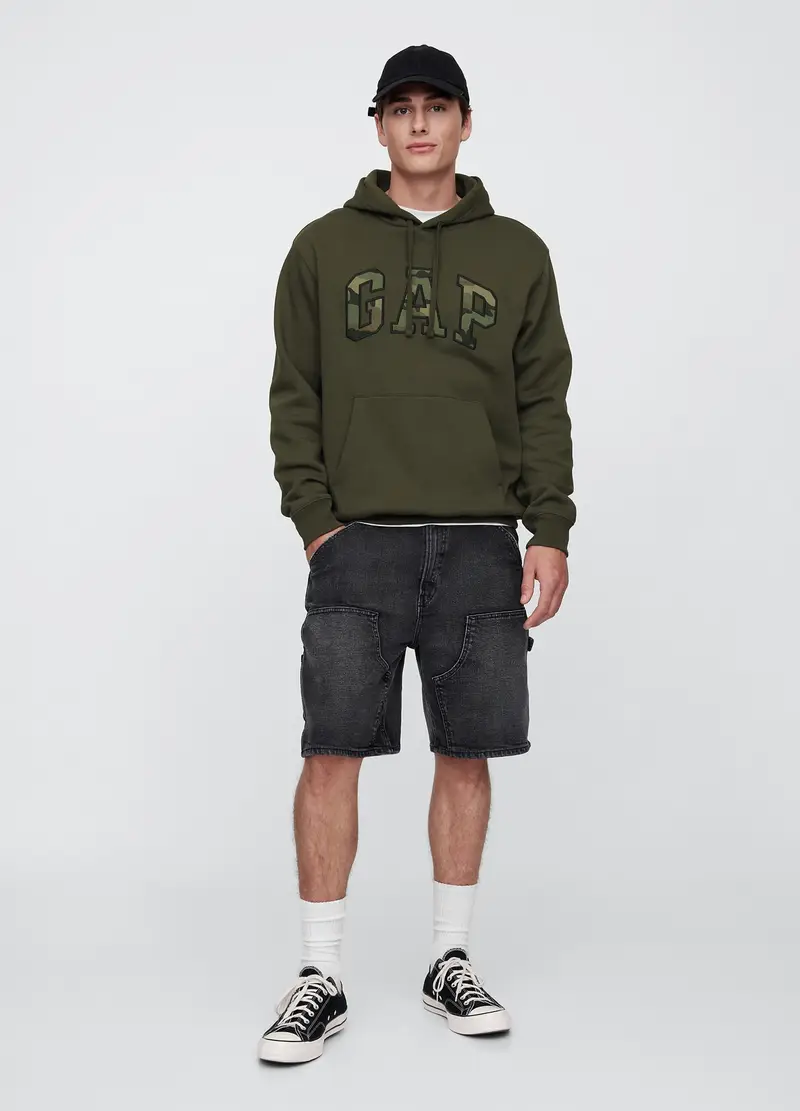 Felpa Verde Con Cappuccio, Uomo, Verde miniatura 2