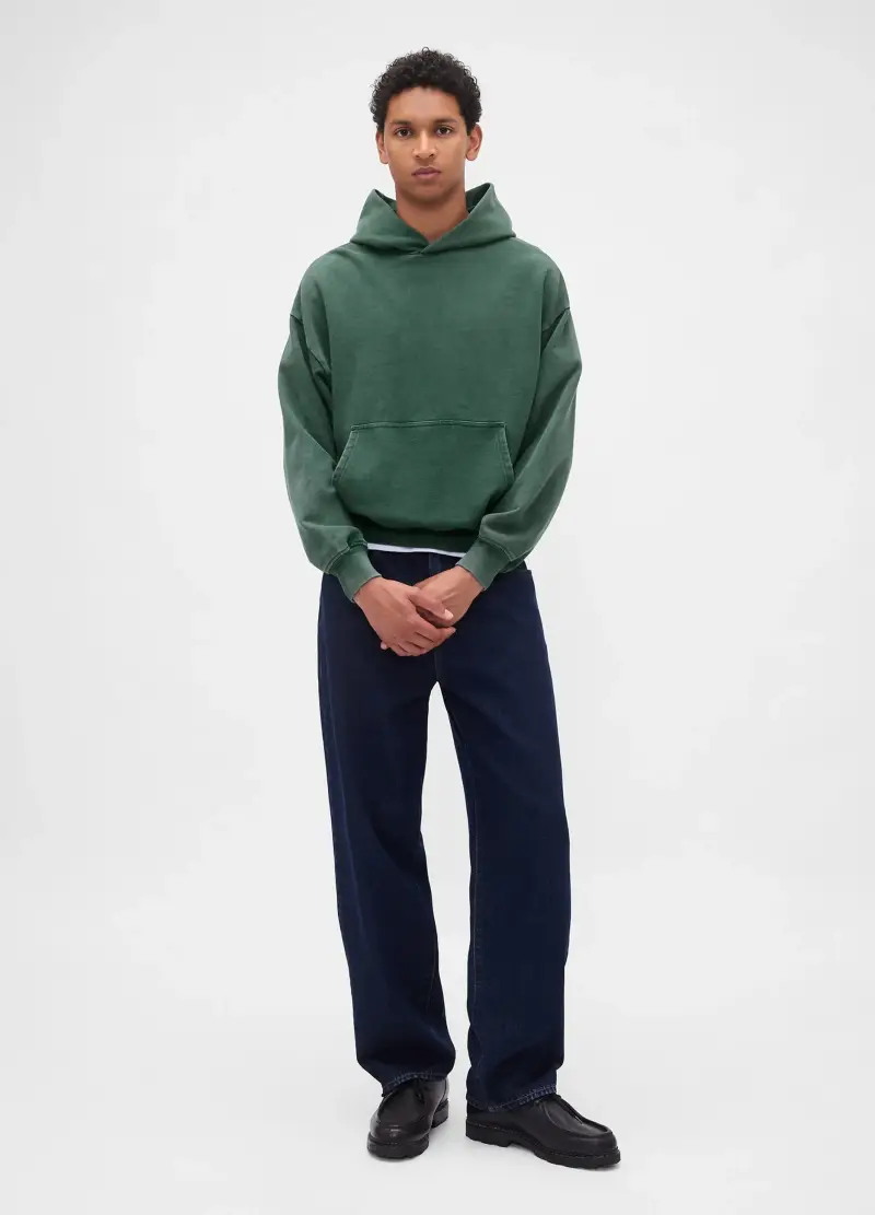 Felpa Verde Con Cappuccio, Uomo, Verde miniatura 3