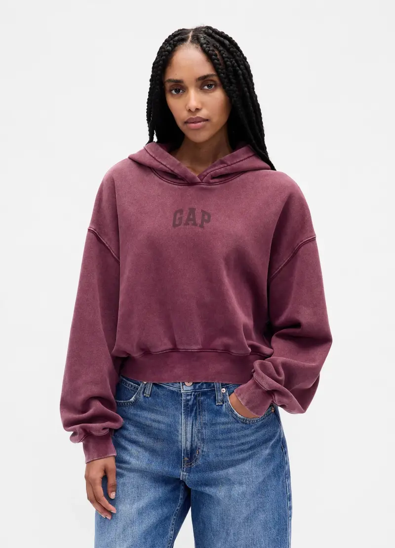 Felpa Viola Con Cappuccio, Donna, Rosso