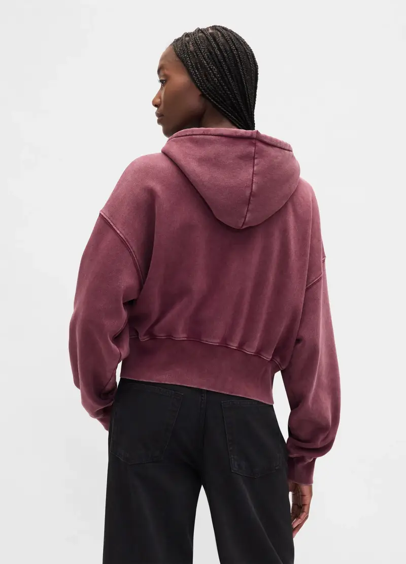 Felpa Viola Con Cappuccio Full Zip, Donna, Rosso miniatura 2