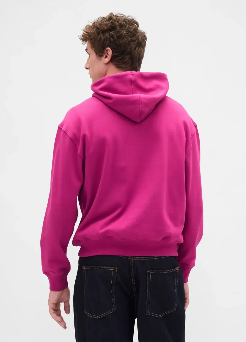 Felpa Viola Con Cappuccio, Uomo, Rosa miniatura 2