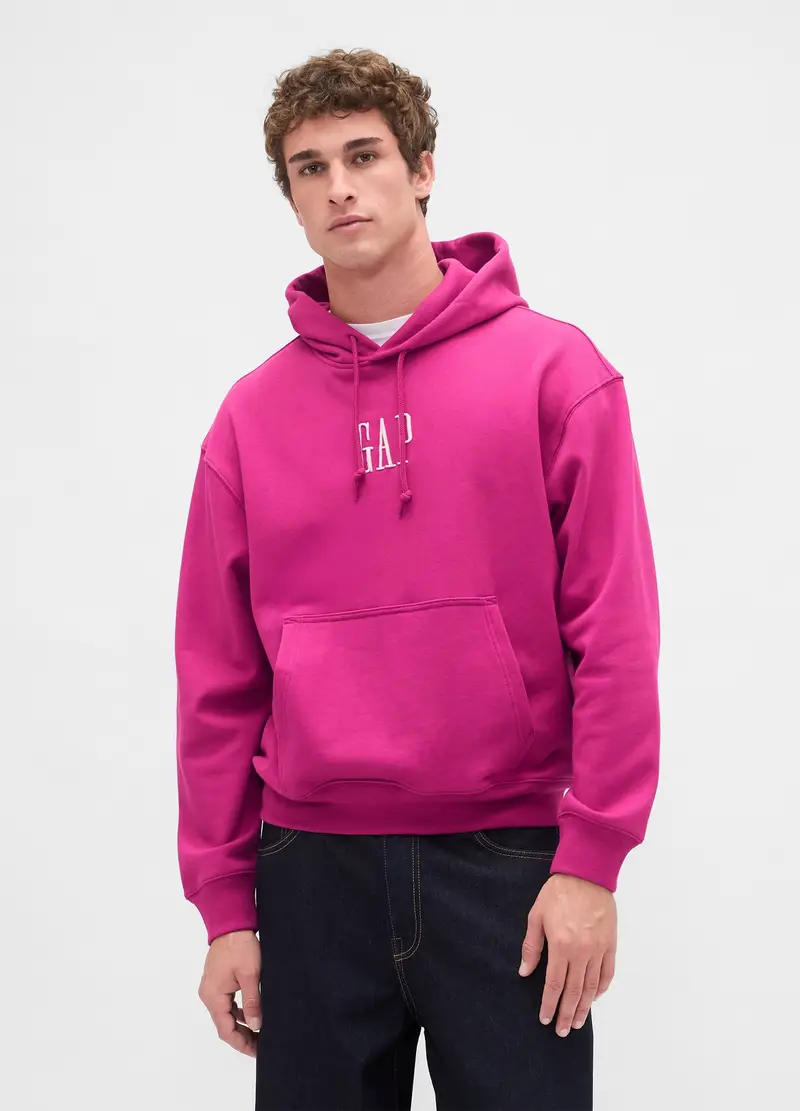 Felpa Viola Con Cappuccio, Uomo, Rosa