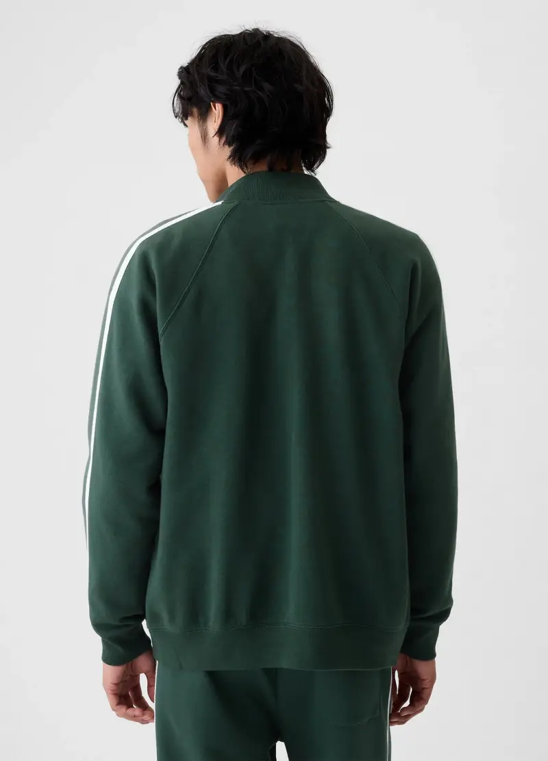 Full-zip Con Bande Rigate E Ricamo Athletic, Uomo, Verde miniatura 3