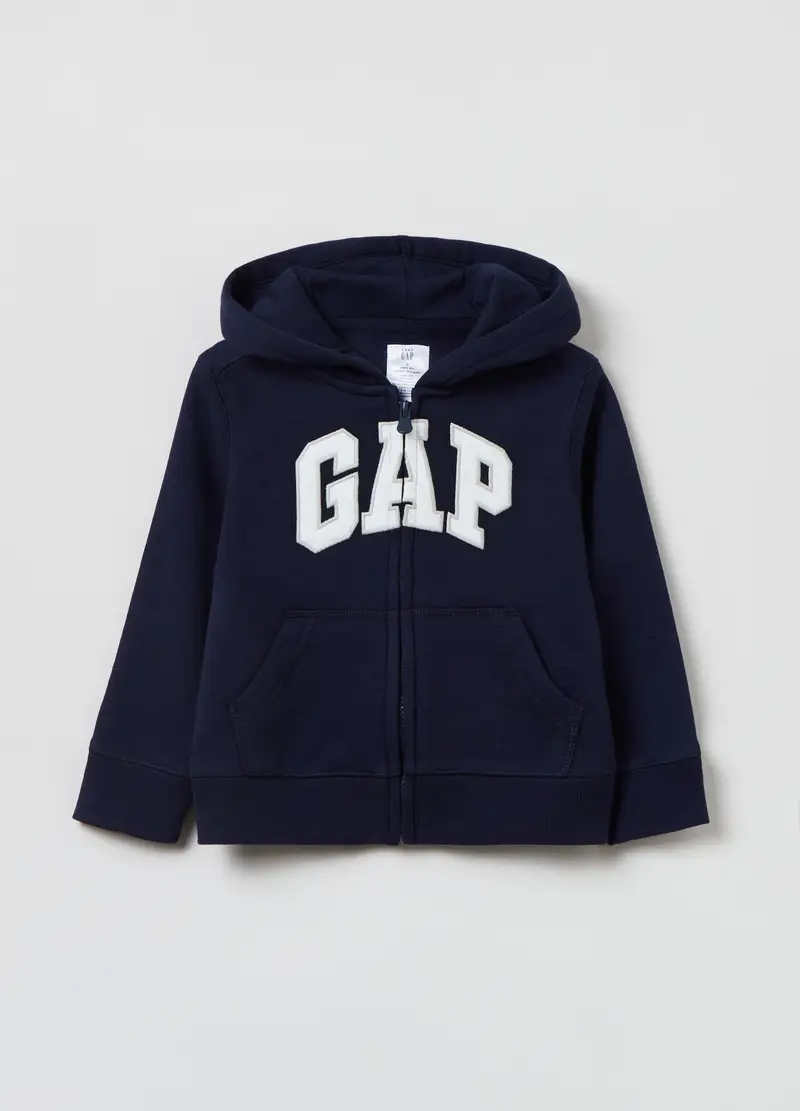 GAP - Full-zip con cappuccio e patch logo, Blu scuro, Taglia 12-18M/74-80