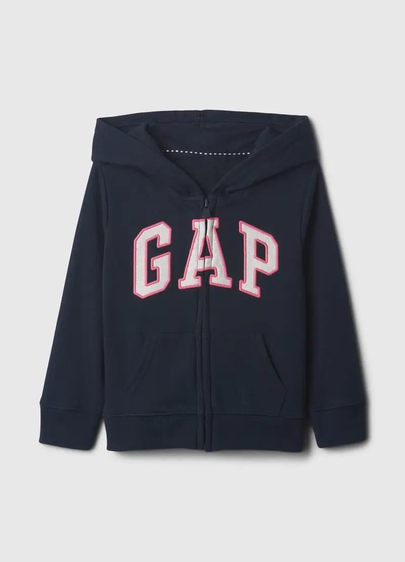 GAP - Full-zip con cappuccio e ricamo logo, Blu scuro, Taglia 6-12M/69-74