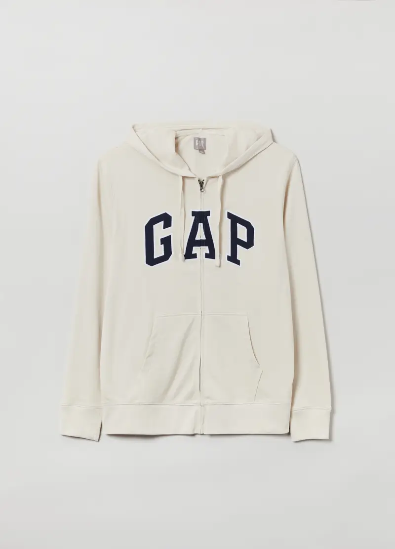 GAP, Full-zip Con Cappuccio E Ricamo Logo, Uomo, Bianco, Taglia: XS