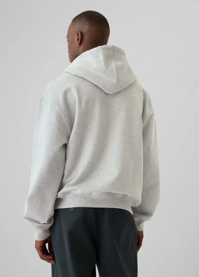 Full-zip Con Cappuccio E Ricamo Logo, Uomo, Grigio miniatura 3