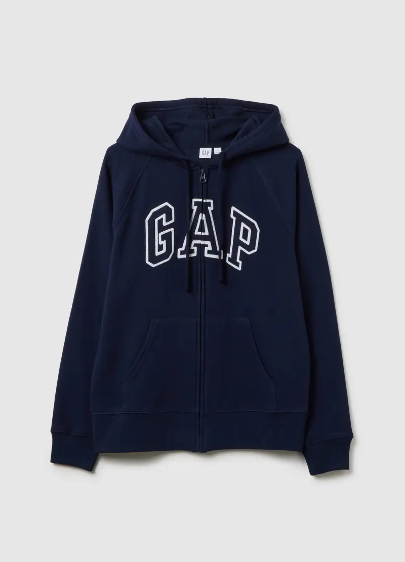 Full-zip Con Cappuccio Ricamo Logo, Donna, Blu miniatura 2