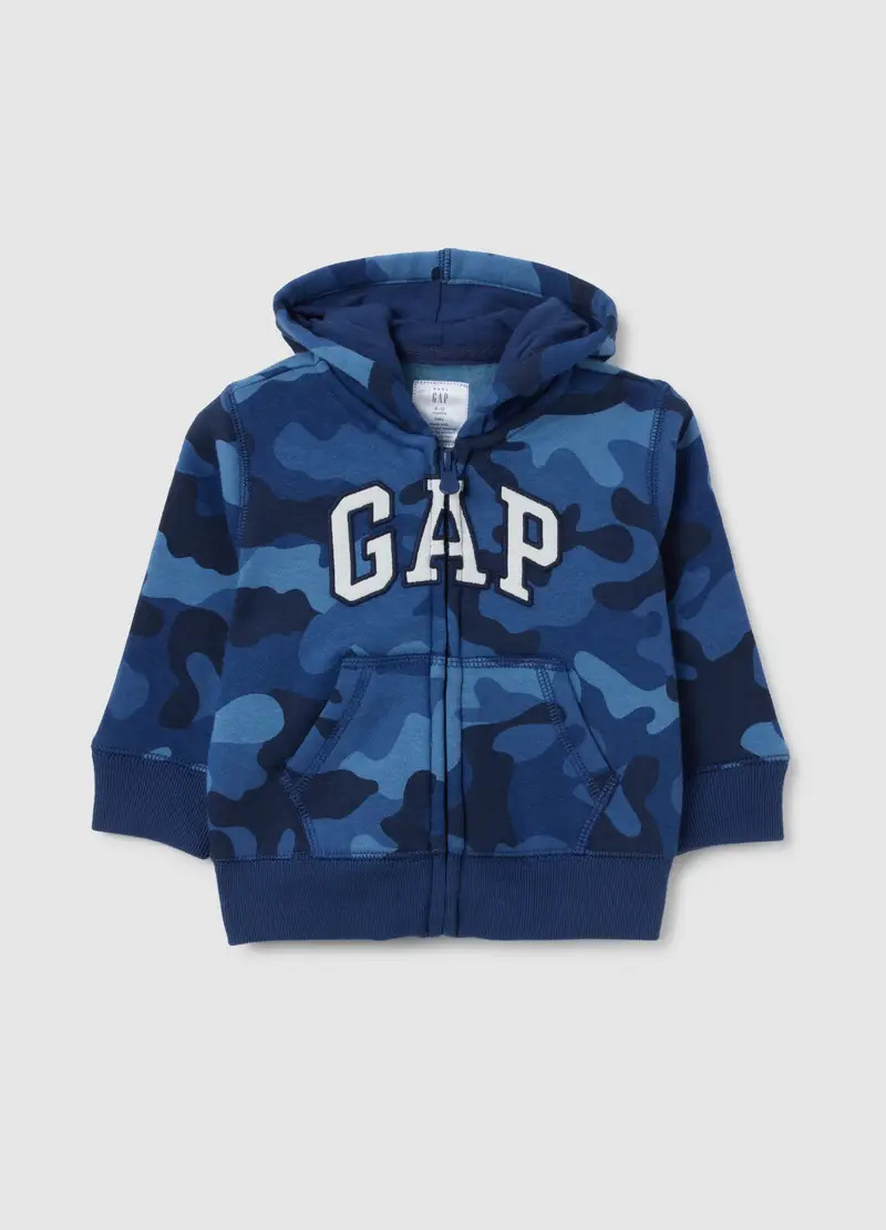 Full-zip in felpa, , Blu