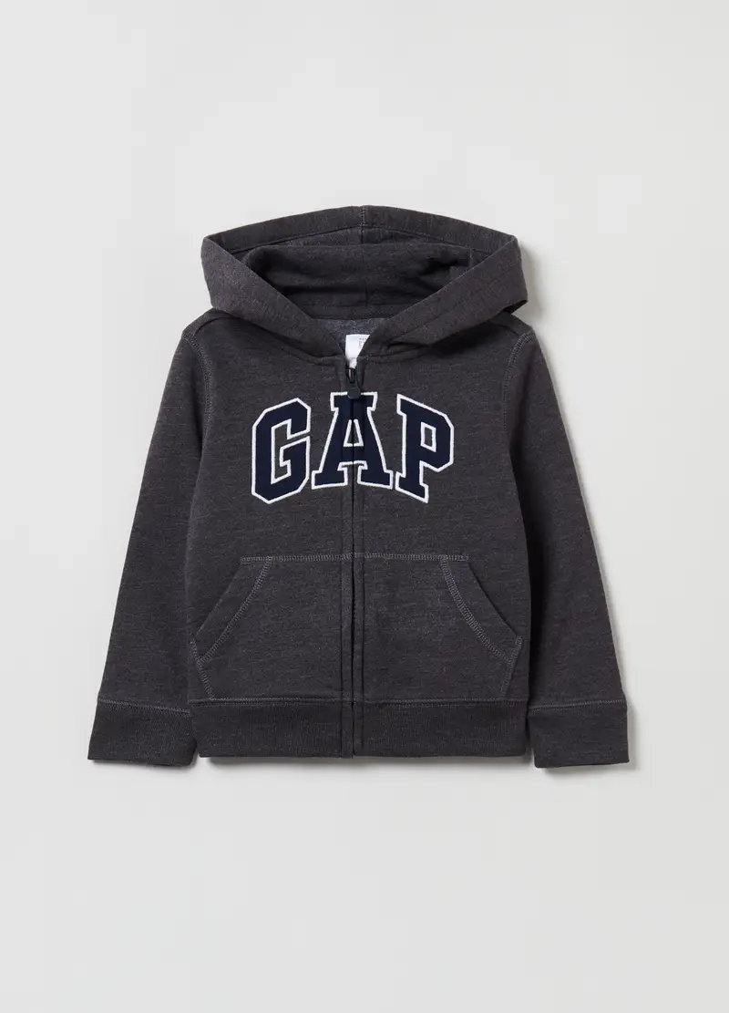 GAP - Full-zip in felpa con cappuccio, Grigio scuro melange, Taglia 0-3M/50-56