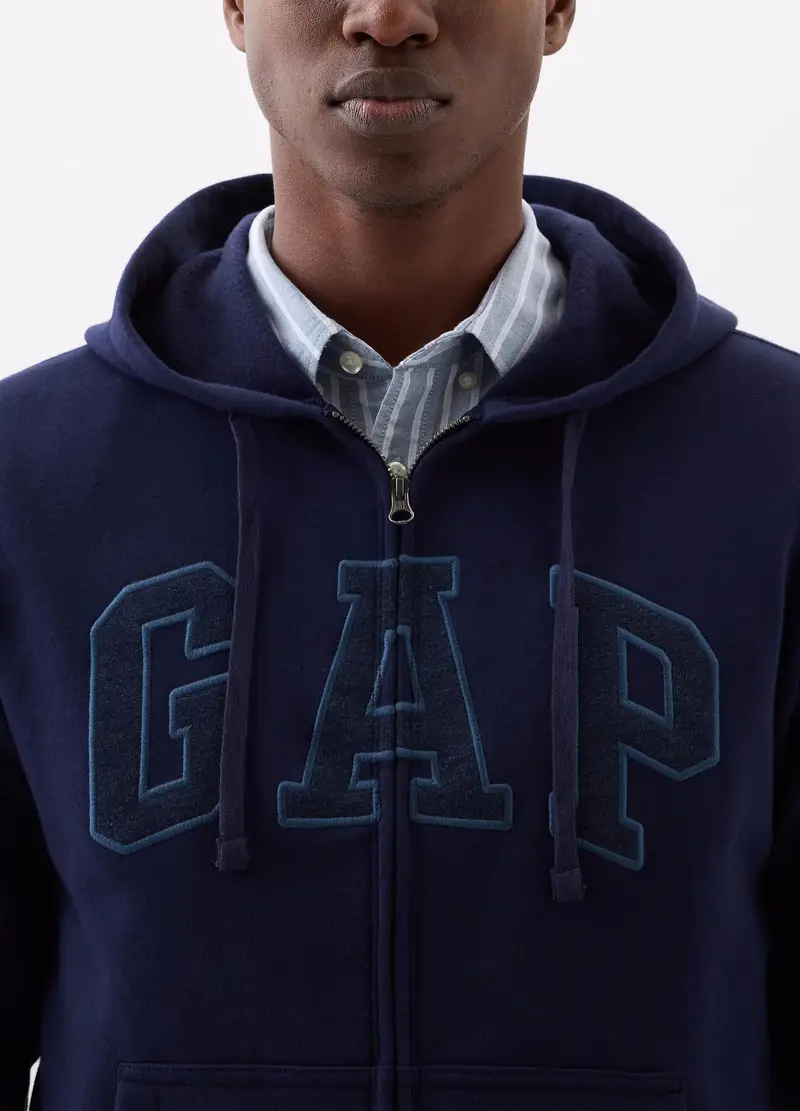 GAP, Full-zip In Felpa Con Ricamo Logo, Uomo, Blu, Taglia: XS miniatura 2