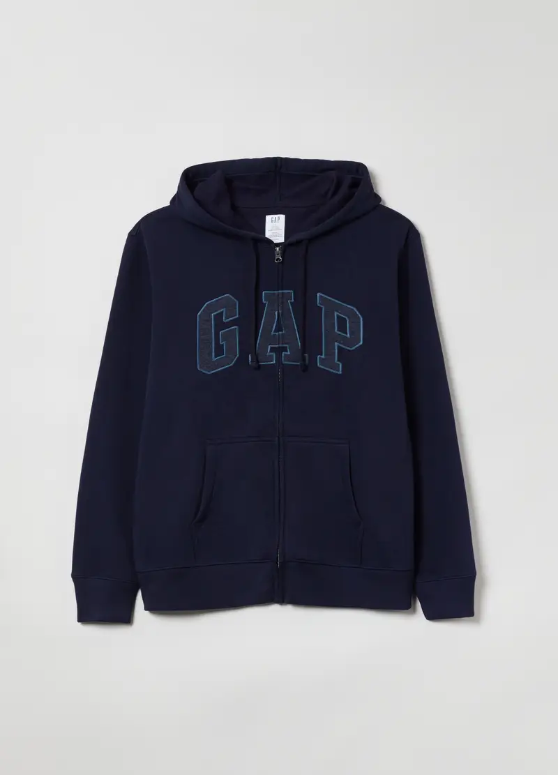 GAP, Full-zip In Felpa Con Ricamo Logo, Uomo, Blu, Taglia: XS miniatura 3
