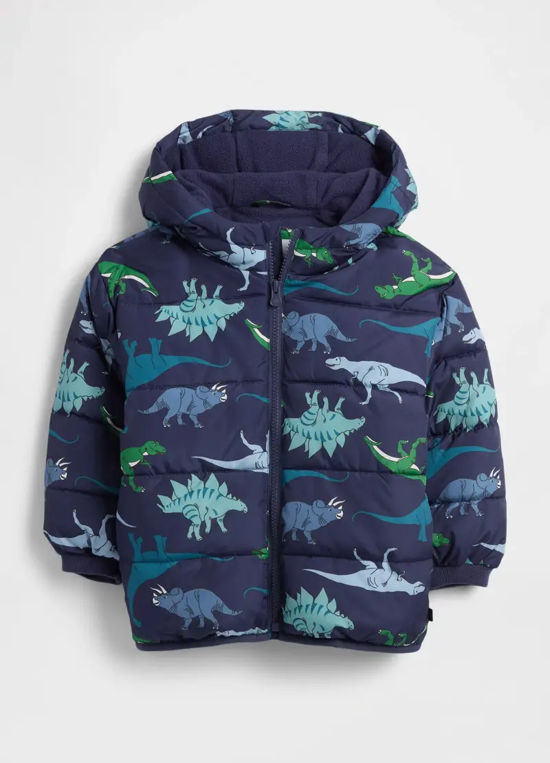 Giacca blu in fantasia dinosauro per bambino, , Blu denim
