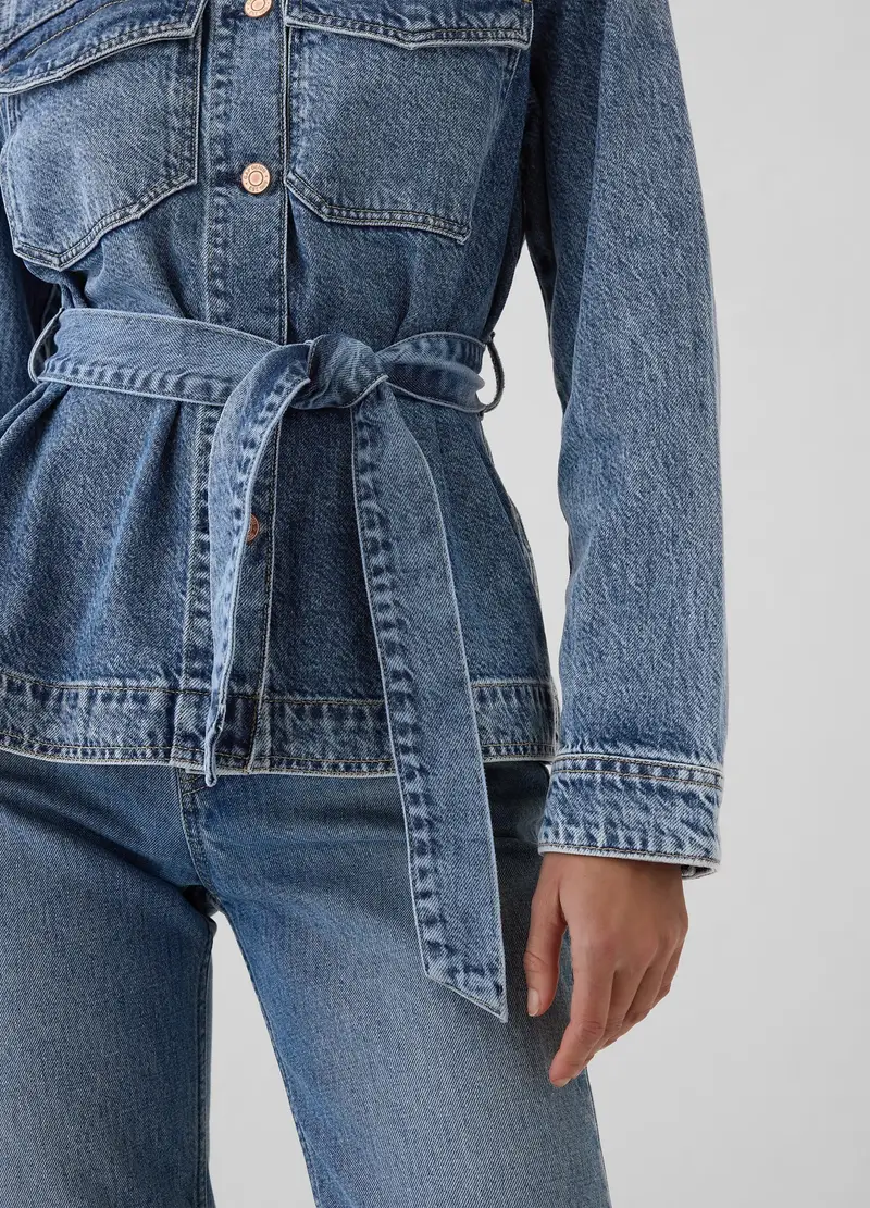 GAP, Giacca Corta In Denim Con Cintura, Donna, Denim, Taglia: XS miniatura 3