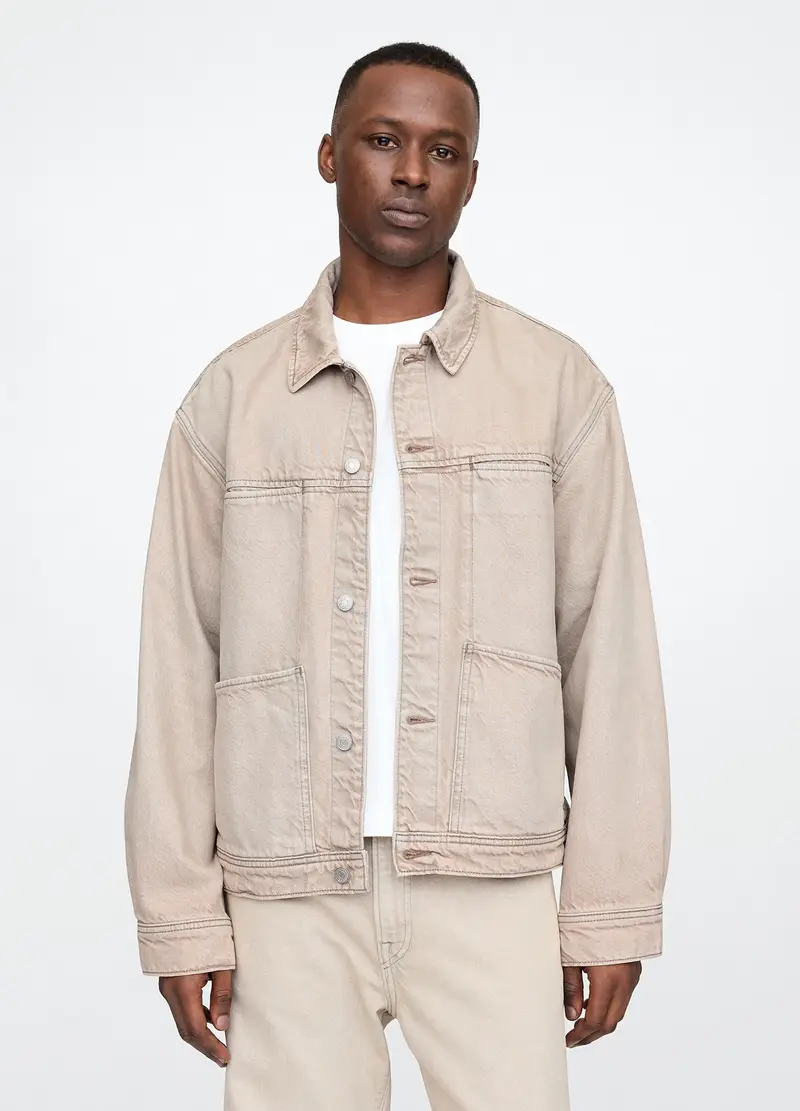 GAP, Giacca Denim Beige Gap, Uomo, Beige, Taglia: XS