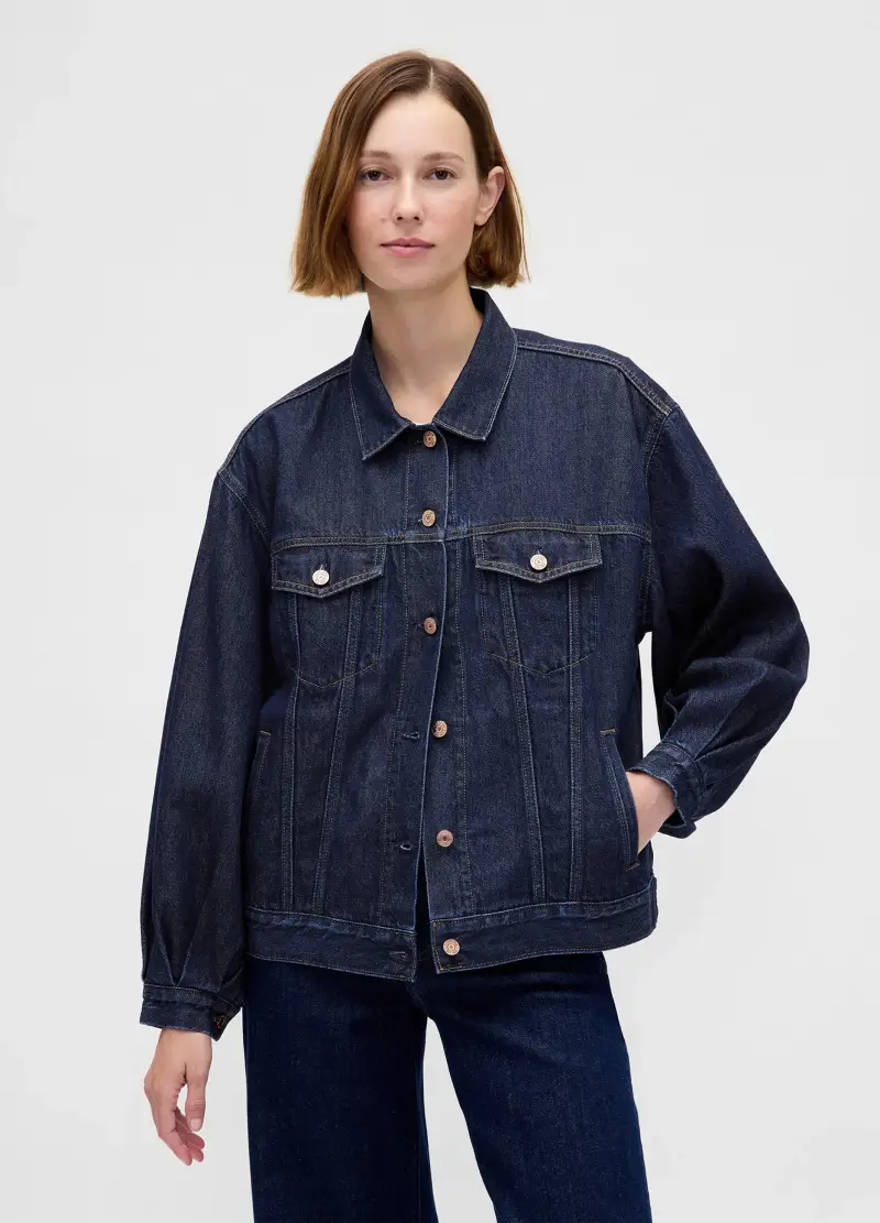 Giacca Denim Blu In Cotone E Lyocell, Donna, Nero
