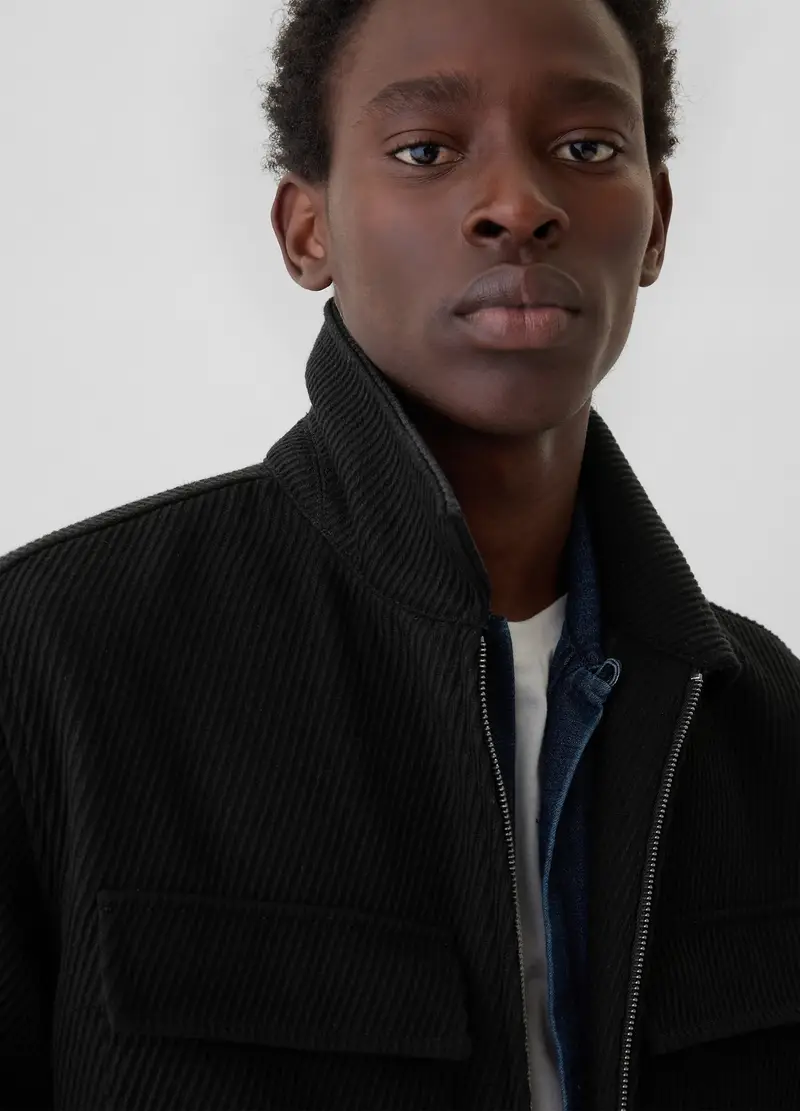 Giacca In Twill Di Lana, Uomo, Nero miniatura 3