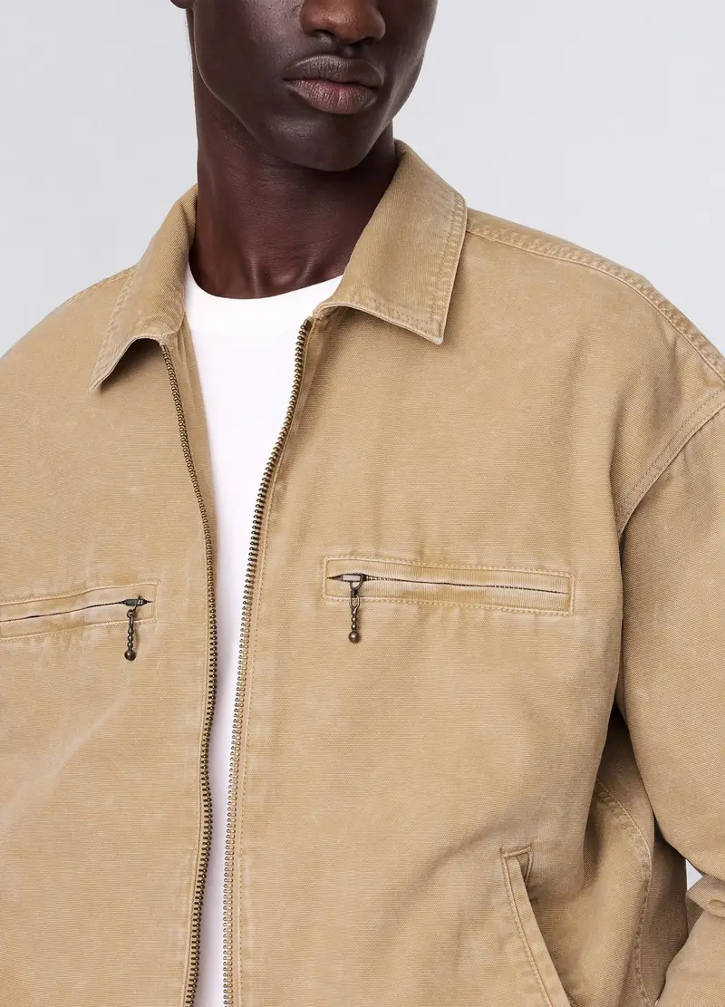 GAP, Giacca Leggera Beige In Puro Cotone, Uomo, Beige, Taglia: S miniatura 3