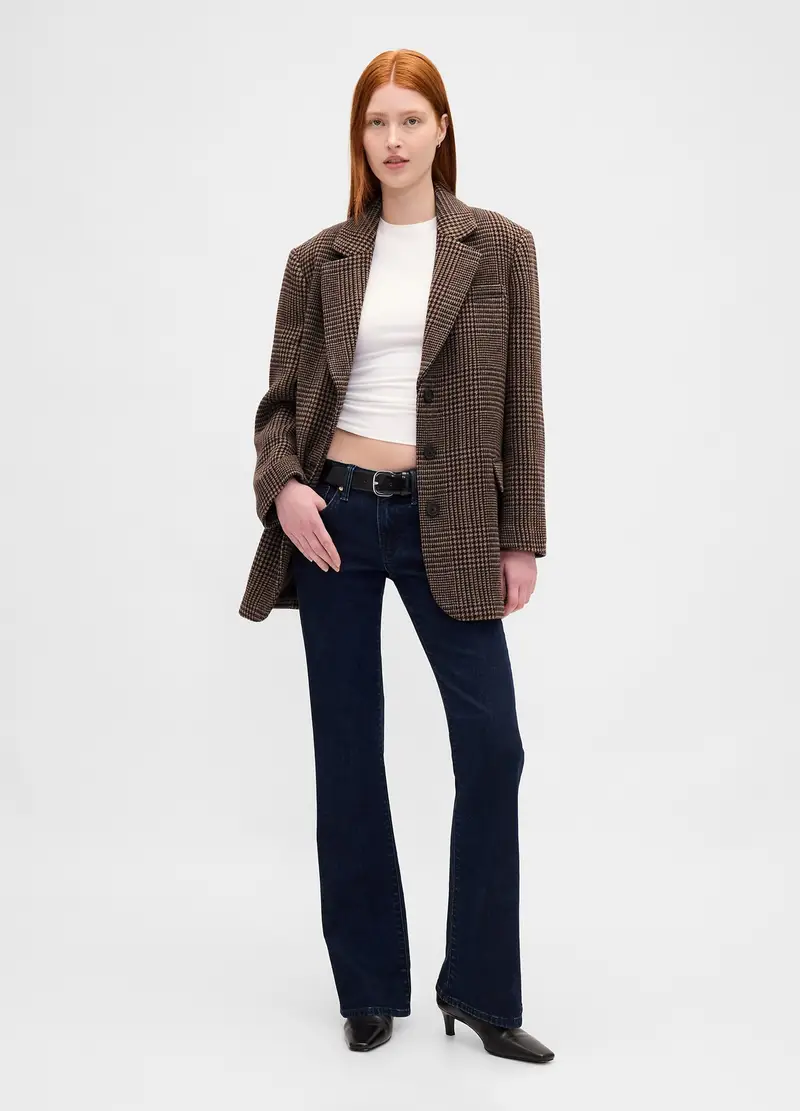 Giacca Marrone Con Motivo A Quadri, Donna, Nero miniatura 3