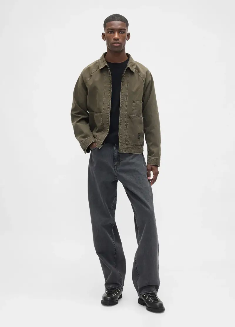 , Giacca Verde In Puro Cotone, Uomo, Nero miniatura 3