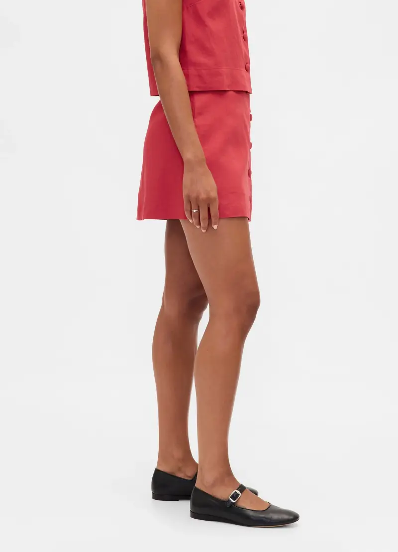 Gonna In Misto Lino Rossa Regular Fit, Donna, Rosso miniatura 2