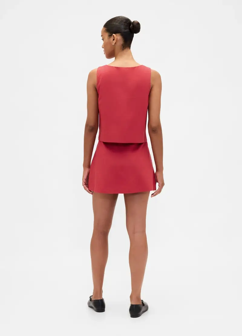 Gonna In Misto Lino Rossa Regular Fit, Donna, Rosso miniatura 3