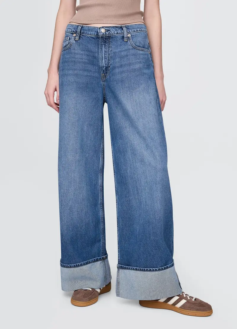 Jeans Ampi In Misto Cotone E Lyocell, Donna, Denim miniatura 2